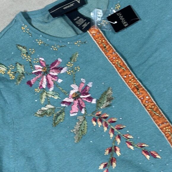 NWT Venezia Multicolor Floral Crew Neck Cardigan Sweater Women Size 14/16 - Picture 6 of 13